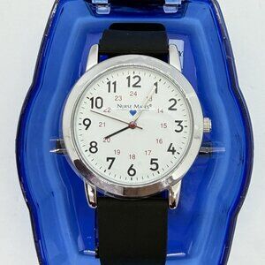 Nurse Mates Oversized men's nurse watch water-resistant Silicone strap - Black